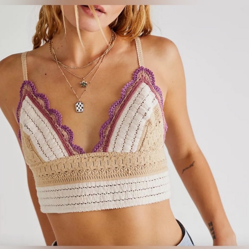 Free People multi color crochet bralette top